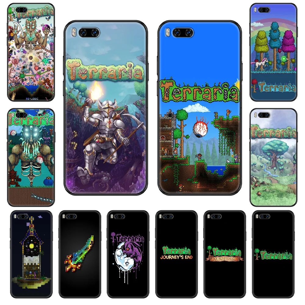 

Game Terraria Phone case For Xiaomi Mi 6 8 9 A1 2 3 Max3 Mix2 Mix2S X T Lite Pro black tpu cell cover luxury shell painting