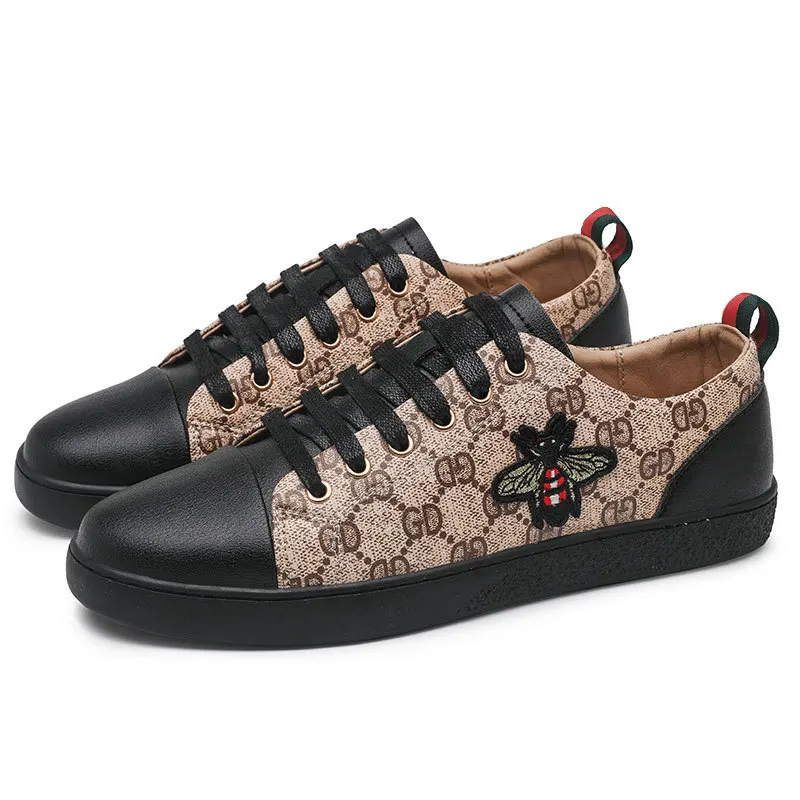 

Fashion Male 2021 New Casual Medusa Embroidery Small Bee Thick-soled Casual Trend Flat Bottom Shoes Low-top Sports White Shoes