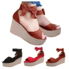 Женские повседневные босоножки JAYCOSIN с открытым носком на толстой танкетке, женская обувь с бантом на танкетке, сандалии большого размера с открытым носком