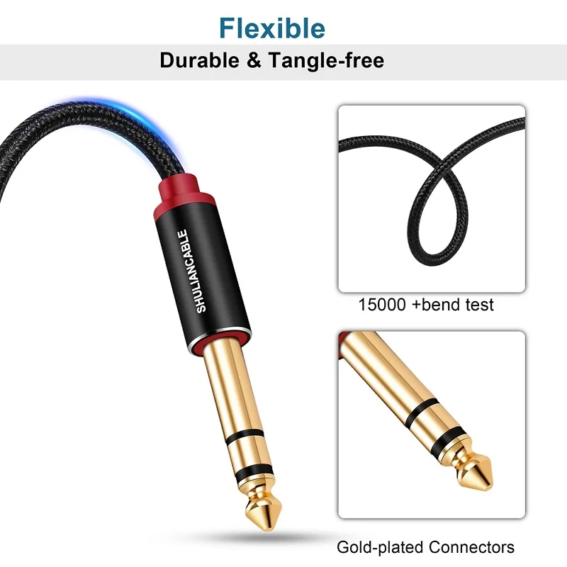 shuliancable gitarre instrument kabel 635mm 14 trs stereo audio kabel für elektrische gitarre mandoline bass verstärker free global
