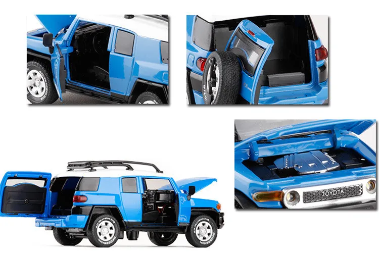 Высокая имитация 1:32 Toyota FJ CRUISER модель SUV, Изысканный детский звук и свет игрушка с инерционным механизмом внедорожная модель