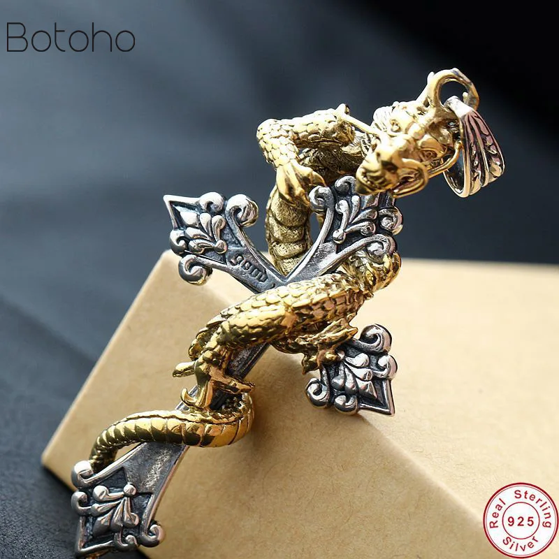 

Wholesale 100% S925 ANTIQUE STERLING SILVER colour PENDANT dragon men women PENDANT new fashion personality transfer process