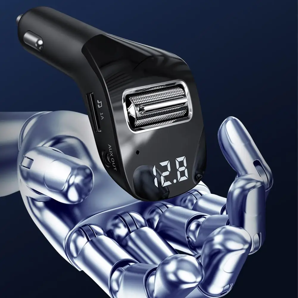 

Автомобильный FM-передатчик Bluetooth 5,0 AUX, беспроводной автомобильный комплект громкой связи, автомобильное зарядное устройство с двумя USB, авт...