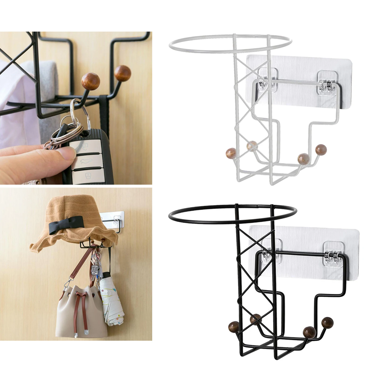 

Iron Wall Mounted Holder Hook Rack Jacket Hats Storage Display Hanger