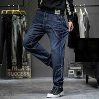 autumn baggy jeans plus size men casual denim straight patchwork trousers streetwear harem pants