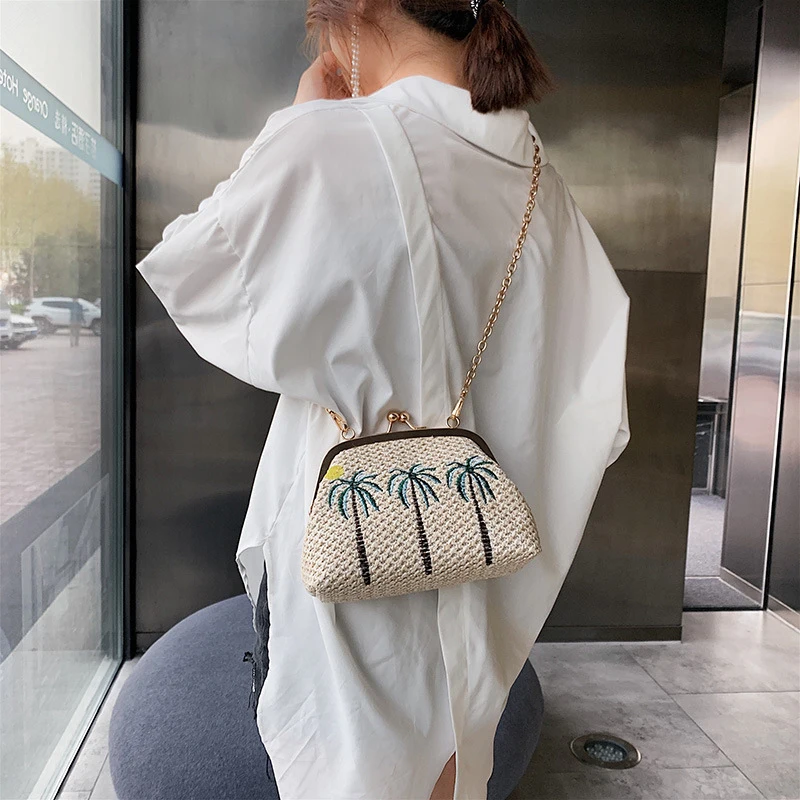 Новая летняя женская пляжная Соломенная сумка-мессенджер 2019 Вышивка богемный