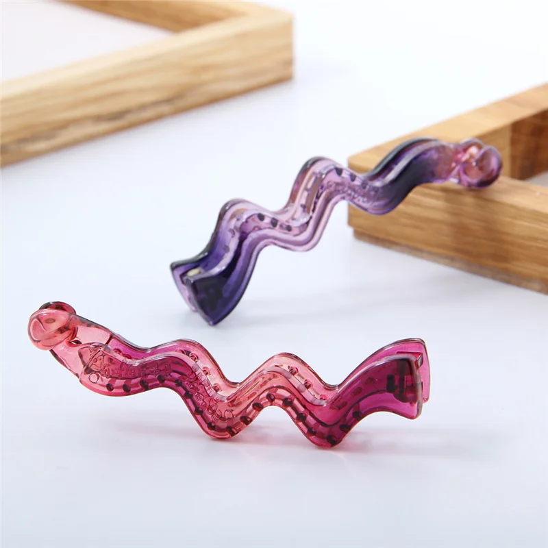 Новинка модная женская тонкая заколка для волос в форме волны резиновая банан