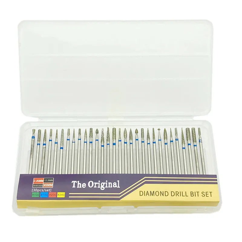 Набор Алмазных фрез для маникюра 30 шт. набор алмазных вращающихся зубных и