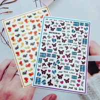 goldfish and butterfly pattern art sticker self adhesive transfer decal 3d slider diy tips nail art decoration manicure package