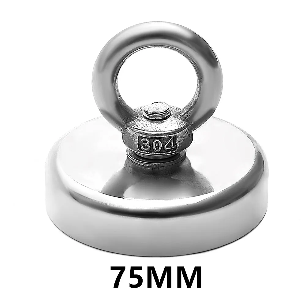 

D75 Round Super Salvage Magnetic Fishing Search Treasure Hunting Magnetic Hook Sea Fishing Pull Ring Neodymium Magnet Pot Magnet