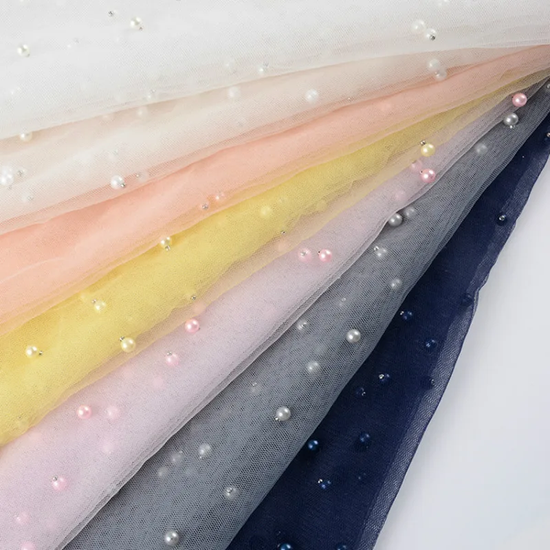 Такой же цвет бисером жемчужная сетка ткань полиэстер DIY шитье ремесло