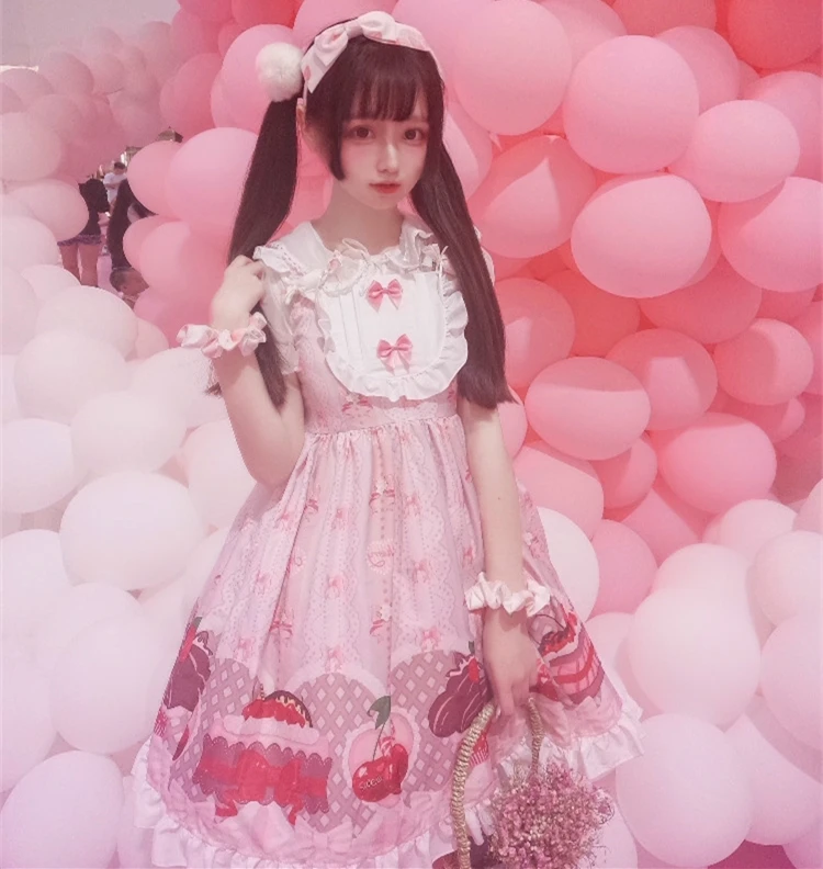 Милое Платье в стиле &quotЛолита&quot японское мягкое платье милое на бретелях виде