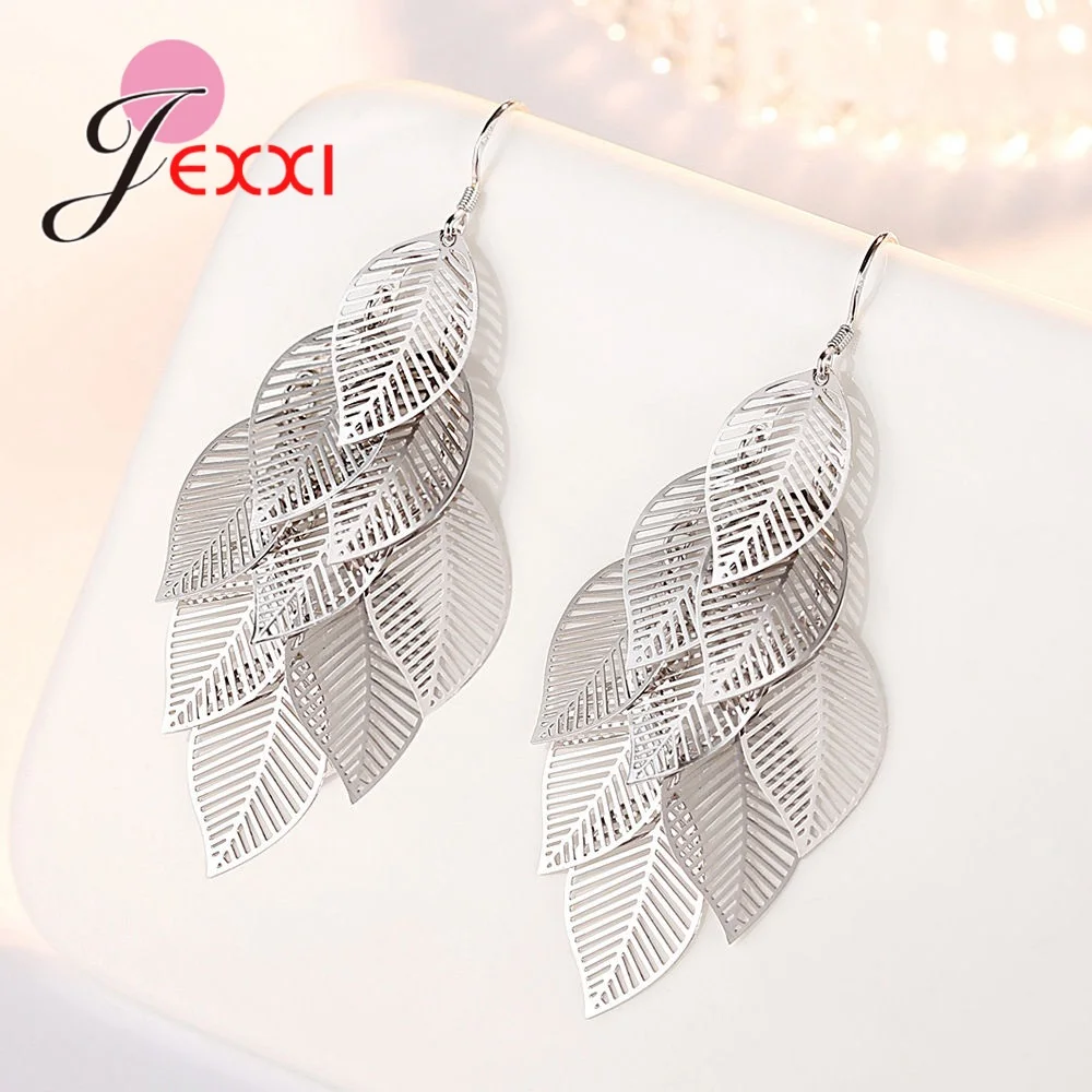 Женские серьги-кисточки из серебра 925 пробы В Форме Кленового Листа | Украшения и