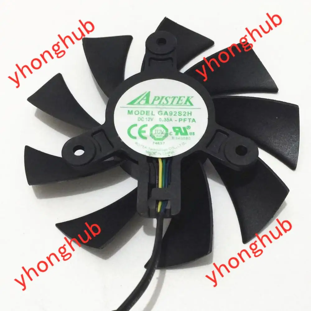 APISTEK GA92S2H PFTA DC 12V 0.35A Dia. 87 мм C.T.C 47 4 провод сервера выполненные вентилятор|Кулеры и