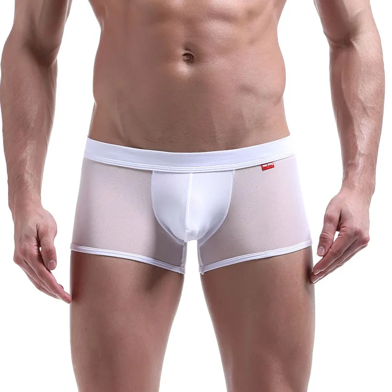 Боксеры мужские прозрачные трусы с карманом для пениса пикантное нижнее белье