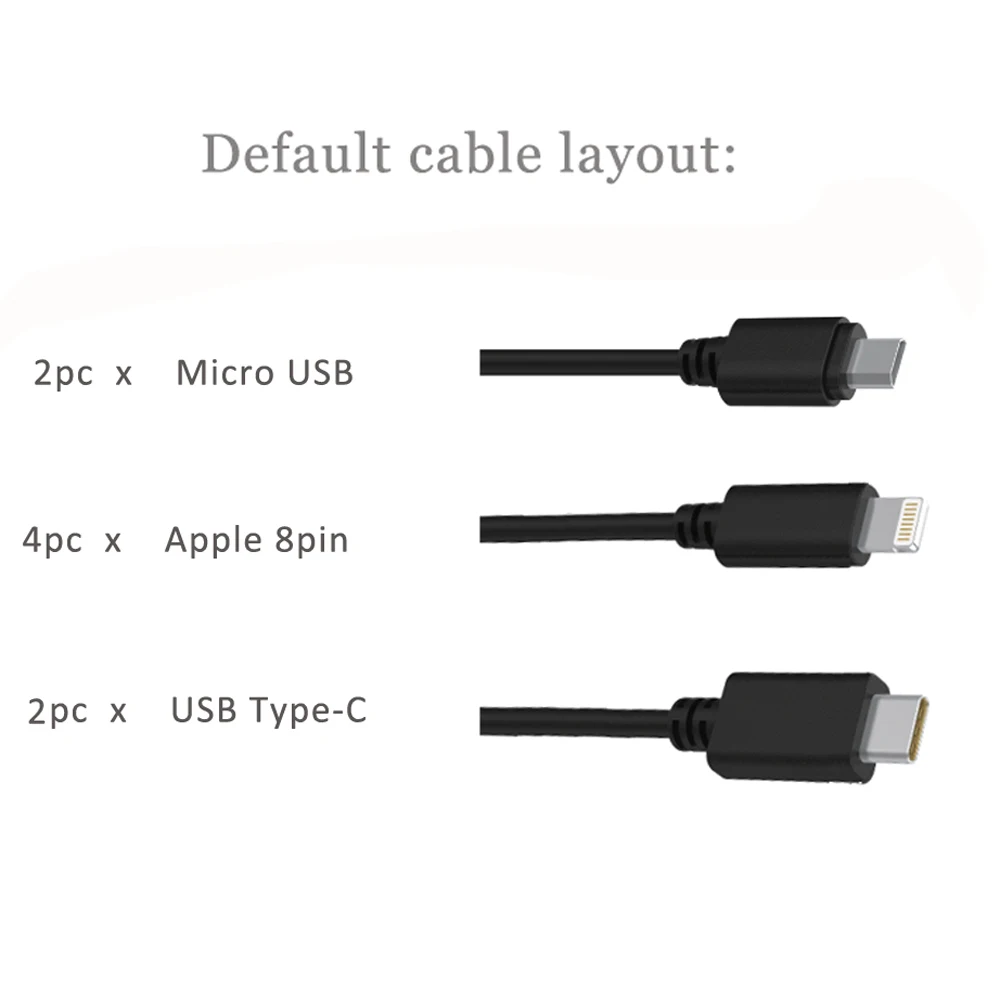 Зарядная Станция VIPATEY для iPhone iPad Samsung 8 кабелей зарядки мобильных