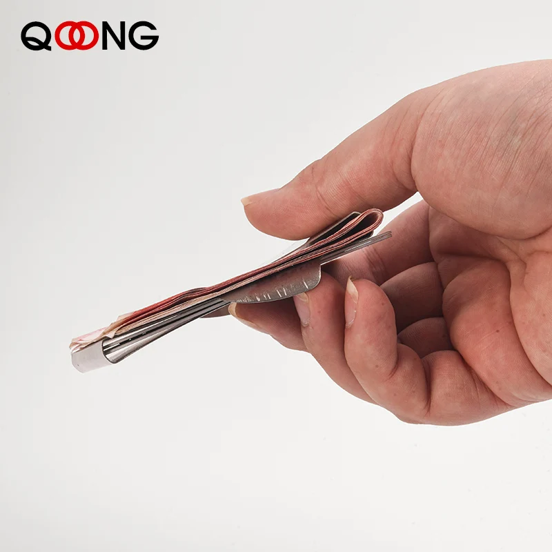 Двусторонний тонкий бумажник QOONG из нержавеющей стали с надписью на заказ зажим