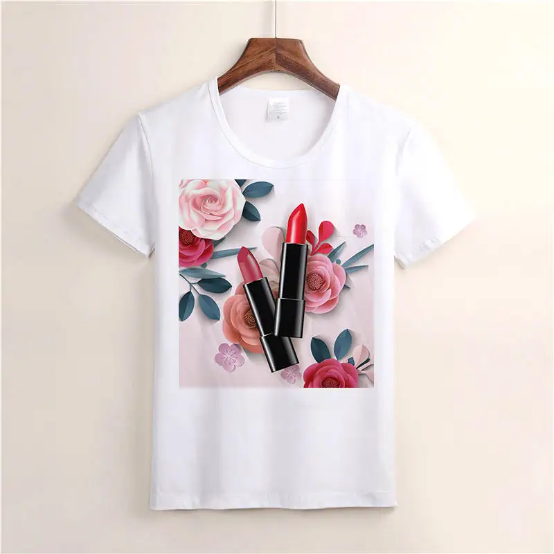 Женская футболка с коротким рукавом хлопок Харадзюку лак для ногтей