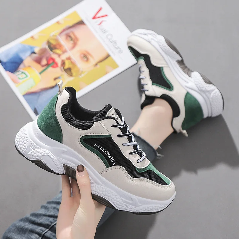 

Women's Thick-soled Casual Sports Shoes 2021 Spring Women's Increased Sports Shoes Running Shoes Color Matching Women's Shoes