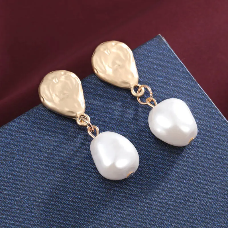 MINHIN Simulated Pearl Stud Earrings Women Bohemian Geometric Earrings Wedding Jewelry Korean Earrings - Окраска металла: 1505