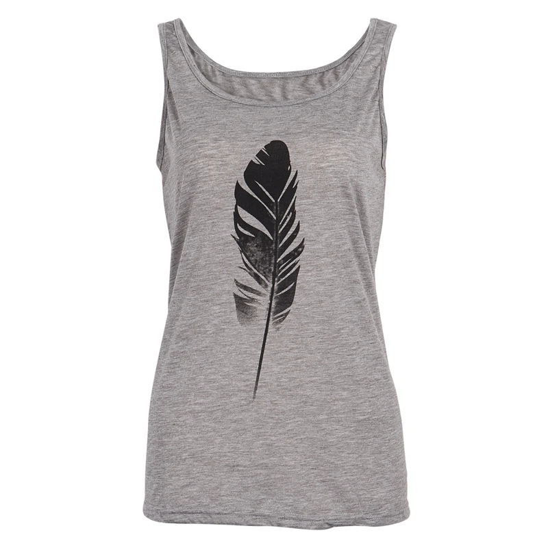 Женский летний модный Свободный Повседневный жилет с принтом перьев Футболка