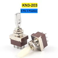 5pcslot kn3 203 rocker latching toggle switch 6 pin 3 positions on off on 3a220v handle switch
