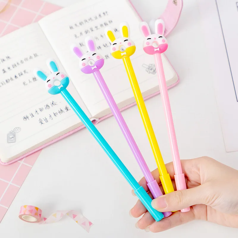 

40 Pcs Kawaii Gel Pens Cute Cartoon Animal Rabbit Donut Gel Pen Black Ink Pen Student Writing Stationery School Office Supplies