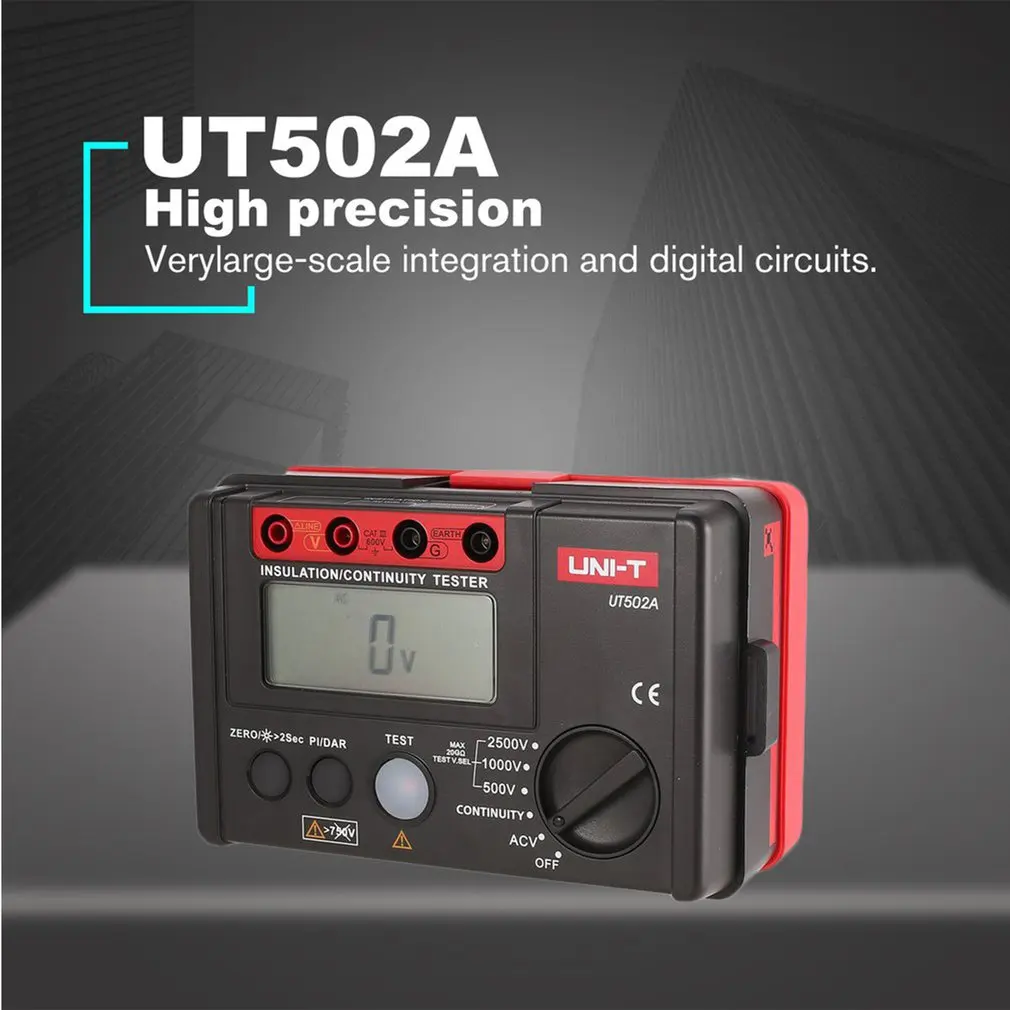 

Megger meter UNI-T UT502A Digital Insulation Resistance Tester 500-2500V Megohmmeter 30~600V AC Voltage meter LCD Backlight+gjft