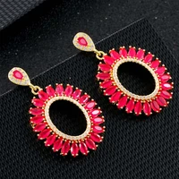 luxury women circle pendant earrings crystal rhinestone drop earrings for women statement copper cz trend fashionable jewelry