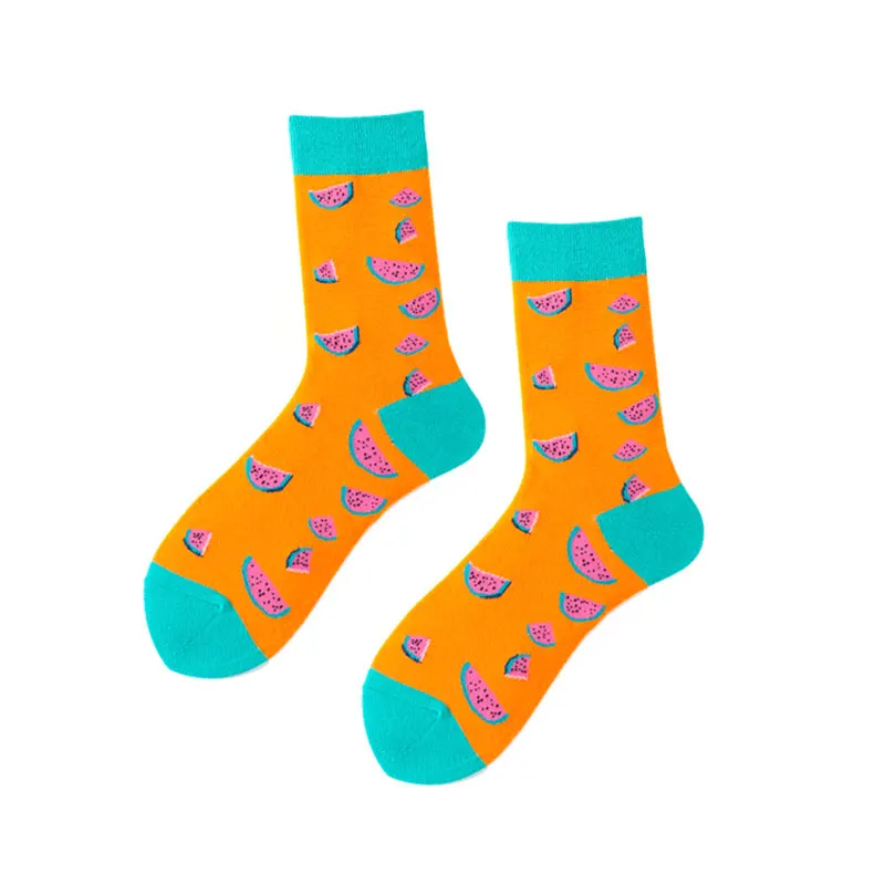 

1 Pair Funny Socks Mid-tube Socks Cotton Socks Fruit Printed Colorful Fashion Street Skateboard Socks Trend Socks Hip Hop Sock