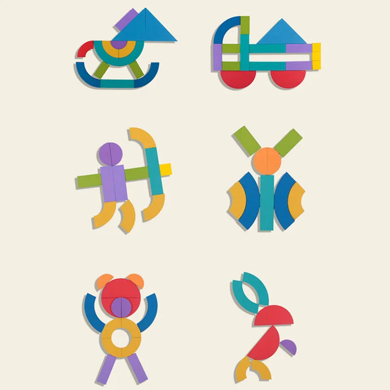 Деревянная настольная игра головоломка набор Tangram обучающая для мышления