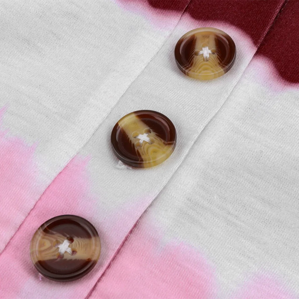 

Plus Size Fashion Tie-Dye Blouse Shirt Buttons O-Neck Tops Casual Autumn Winter Ladies Female Women Long Sleeve Blusas Pullover