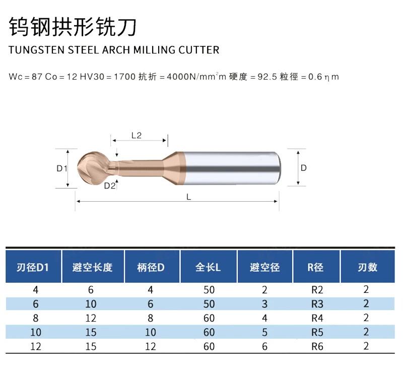 

OYYU T-type Ball Head End Mills 3D Tungsten Steel Coated Solid Carbide Milling Cutter R2 R3 R4 R5 R6 T Shape CNC Endmill