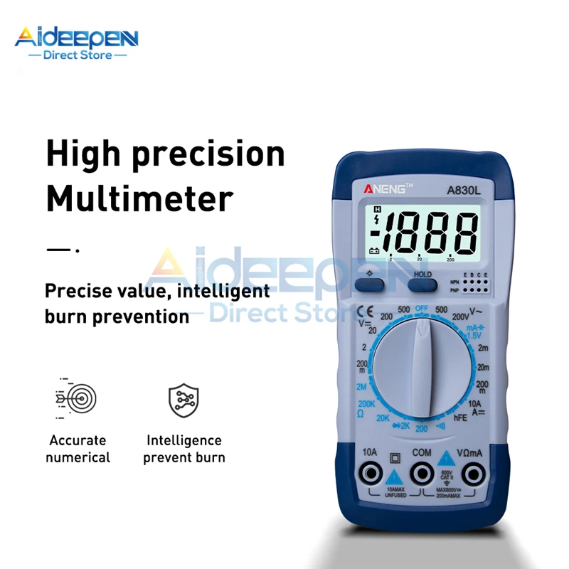 Портативный цифровой мультиметр A830L с ЖК дисплеем переменный ток постоянный Диод