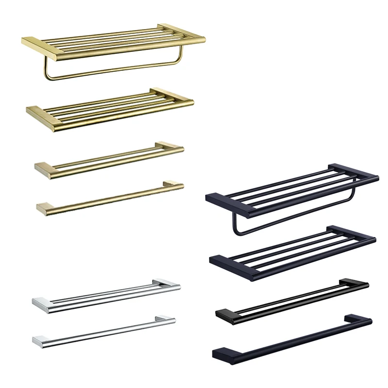 Матовый черный Нержавеющая сталь фиксированной банное полотенце Полотенца