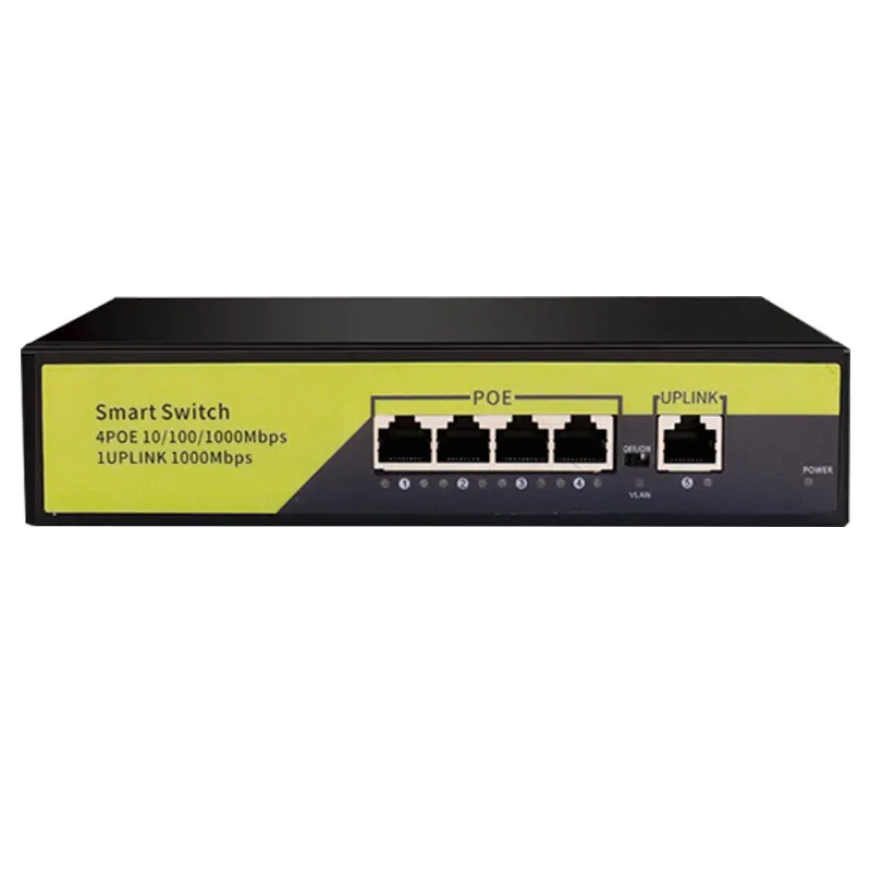 

1-Port 1000M Uplink 4-Port POE 1000 Mbps Full Gigabit 5-Port POE Switch 52V Internal Power Supply for Monitoring Camera