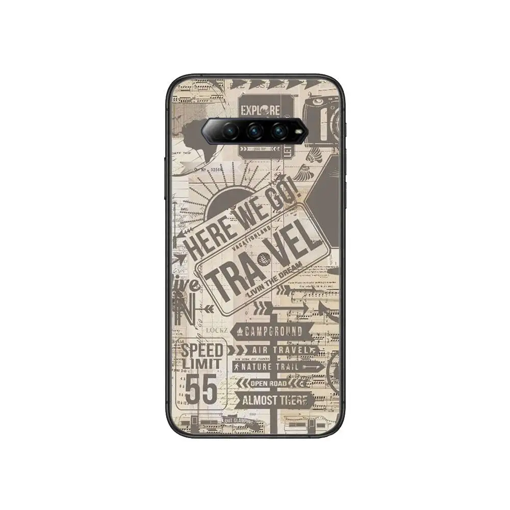 

Popular world map travel Anime Phone Case For xiaomi Black Shark 2 3 3s 4 Pro Helo Black Cover Silicone Back Prett