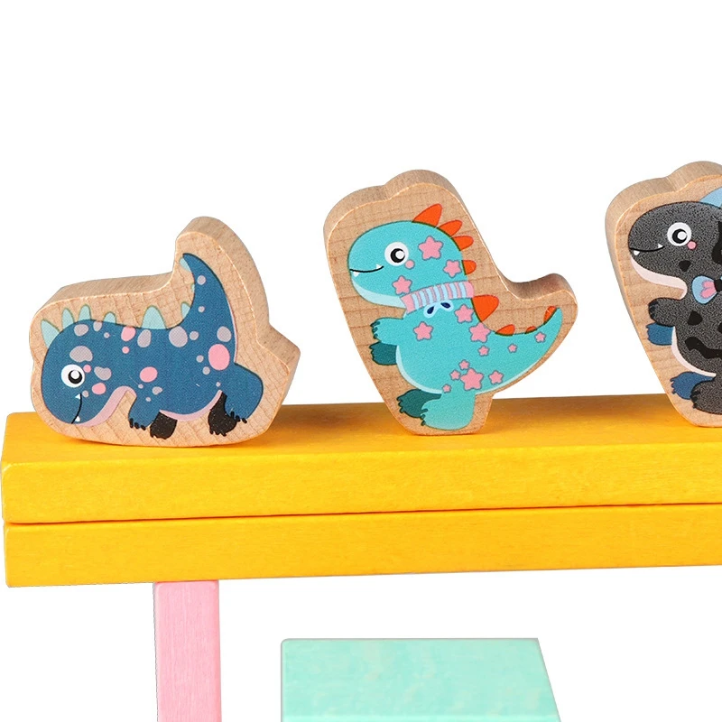 

Wooden Dinosaur Stacking Game Toy Kids Balance Layer Stacking Toys Baby Early Education Blocks Building Blocks