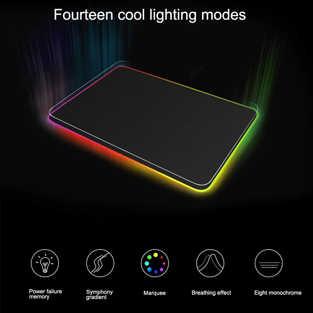 900*400 большой RGB коврик для мыши геймерский коврик для мыши блокированный светодиодный резиновый коврик для игровой мыши Противоскользящий коврик для компьютерной мыши