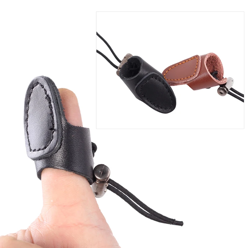 

Archery Thumb Finger Tip Leather Archery Thumb Protector Guard Ring Tab On For Hunting Shooting Arrow Bow Gloves
