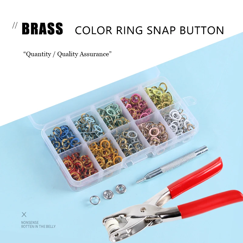 Pliers tool for skin care 9.5mm metal prong snap Buttons 180sets Clamps Press rivets Poppers children's sliders buckle+1 box | Дом и сад