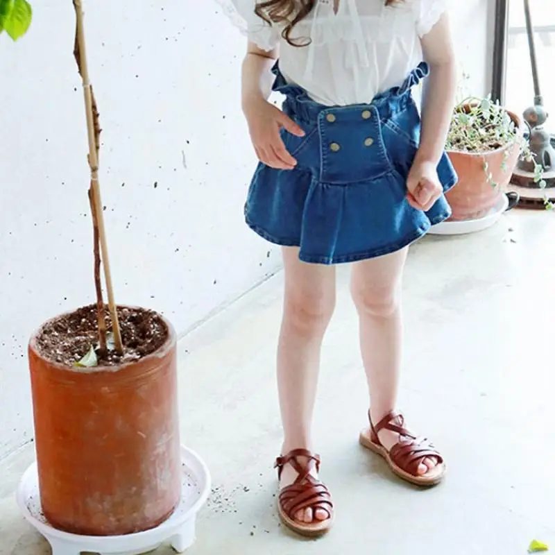 

Little Girls Denim Mini Skirts for Kids Summer 2021 Children's Clothing Cotton100% Fashion Baby Girl Trumpet Jeans Jean Skirt