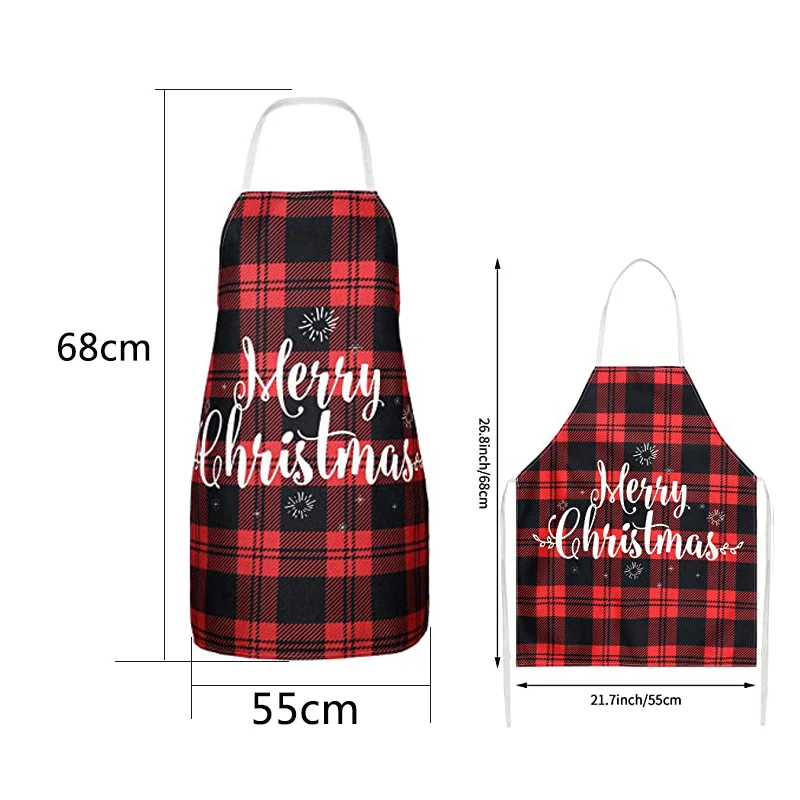 

Christmas Apron Checkered Barbecue Cooking Baking Restaurant Apron Red Retro Texture Elk Apron Cleaning Supplies Kitchen Tools