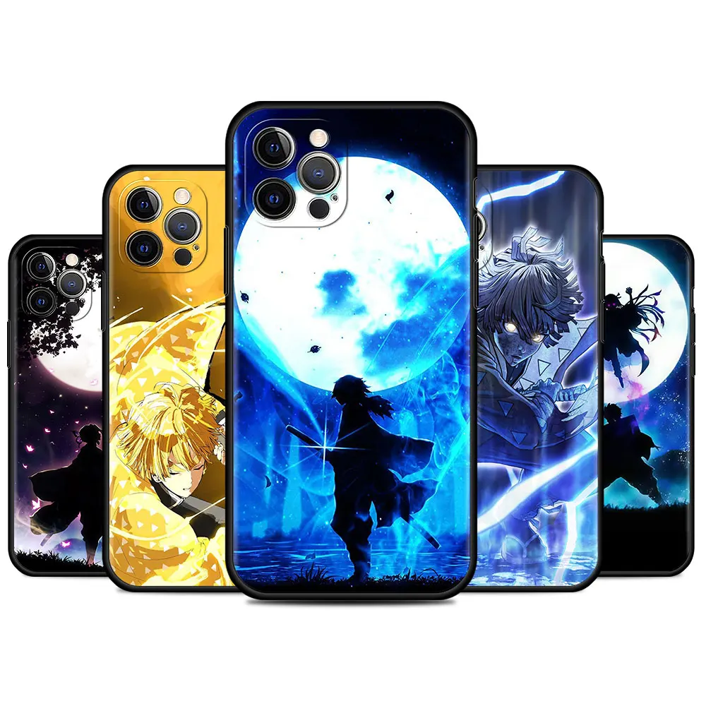 

Demon Slayer Kimetsu No Yaiba Phone Case For IPhone 11 13 7 8 Plus XR 12 Pro Max X 6 XS 12 Mini 5 SE Cover Black Soft Coque