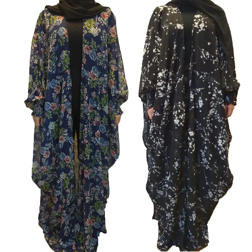 

Ramadan Women Muslim Maxi Dress Open Front Cardigan Islamic Printed Kaftan Kimono Bat Sleeve Long Robe Farasha Turkey Dresses