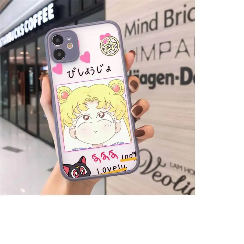 

Harajuku Sailor Moon Summer Girl Candy Phone Cases Matte Transparent for iPhone 7 8 11 12 s mini pro X XS XR MAX Plus cover
