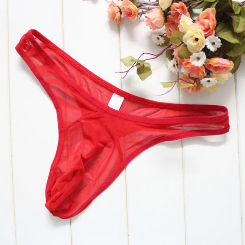 

Mesh Net Underwear Men Low Waist Sexy Pouch Panties T Back Thong And G String See Through Underpants Jockstrap A50