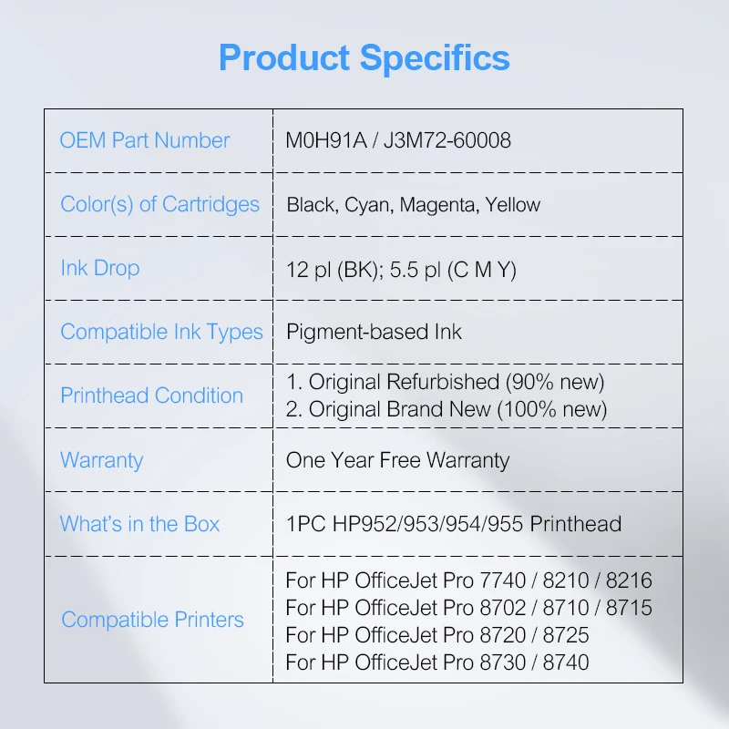 Печатающая головка M0H91A для HP 952 953 954 955 печатающая Officejet Pro 7740 8210 8702 8710 8715 8720 8725 8730 8740