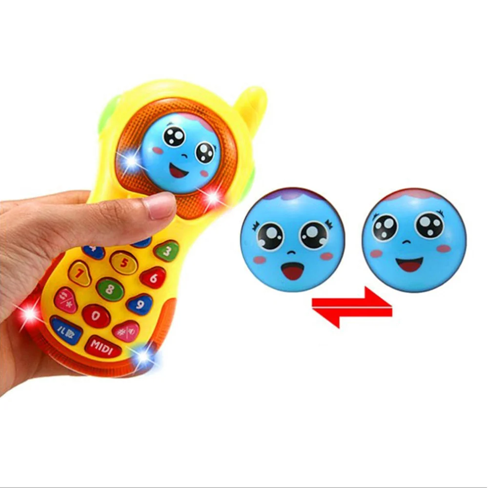 

3D Mobile Phone Changing Face Cell Phone Cartoon Phone Learning Educational Toys for Baby Toddler (Blue)