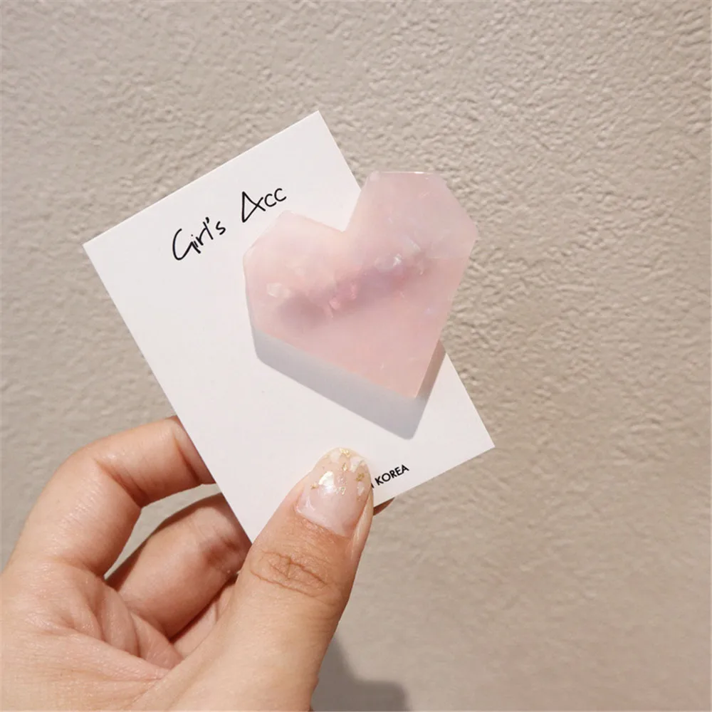 Модные резиновые заколки для волос в форме сердца женщин шпильки блестящие